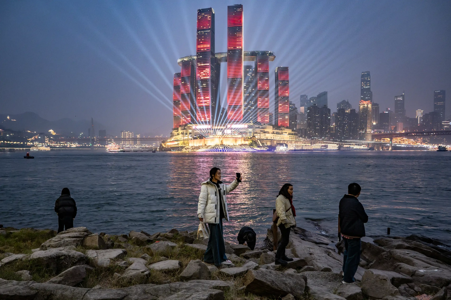 People explore the Yangtze River shoreline, Alessandro Gandolfi